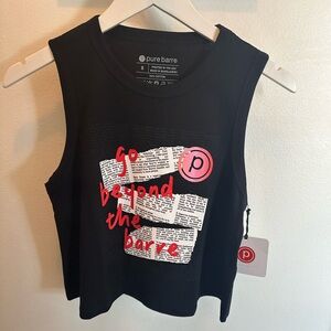 NEW Pure Barre Black Graphic Newspaper Muscle Tee